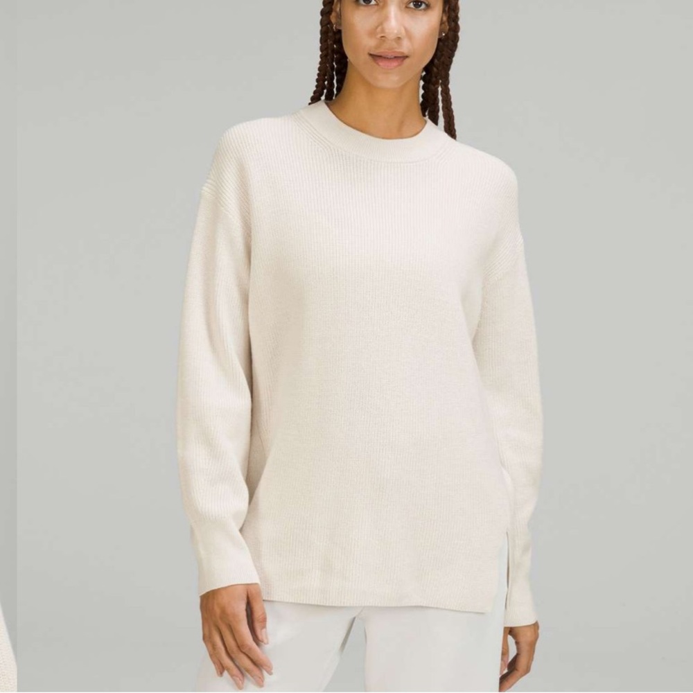 lululemon athletica Off-White Ribbed Crew Sweater